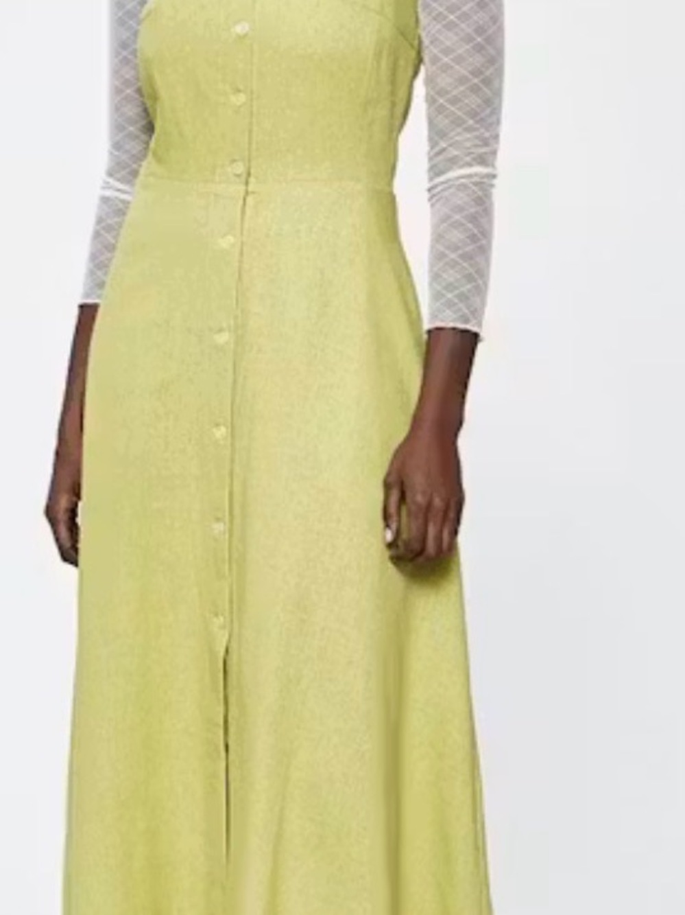 Need Supply Claudio Linen Midi Dress NWT Medium Avocado Green Preppy Causal - Picture 2 of 6